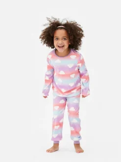 Schlafanzüge Und Nachtwäsche|Primark Schlafanzug Aus Velours Mit Wolken-Design Multi