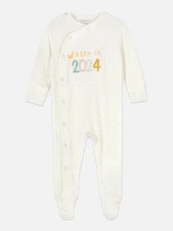 Babygirls Und Strampler|Primark Schlafanzug Mit „Born In 2024“-Schriftzug Weiß