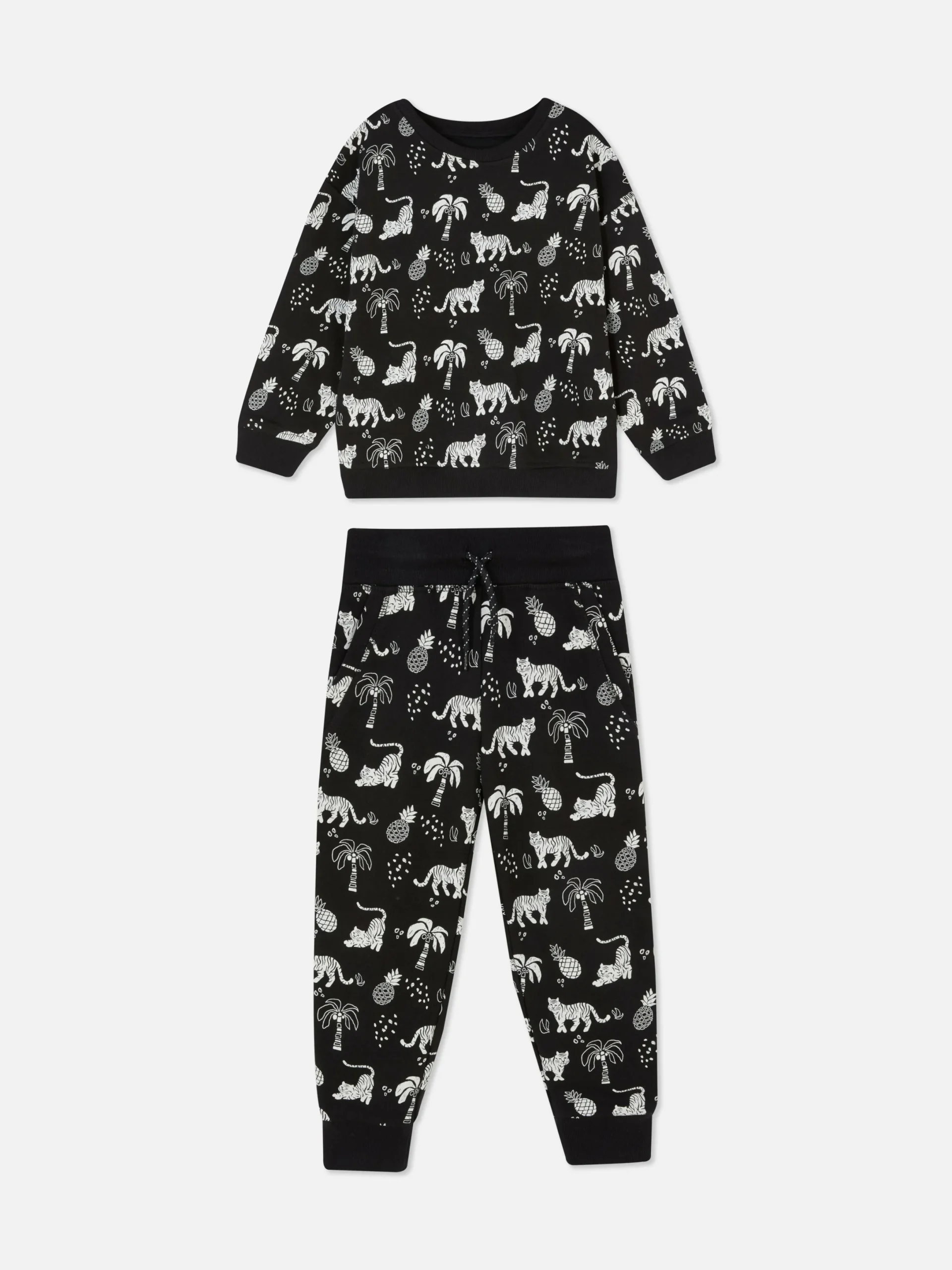 Sets Und Outfits|Primark Schlafanzug Mit Tiermotiven Schwarz