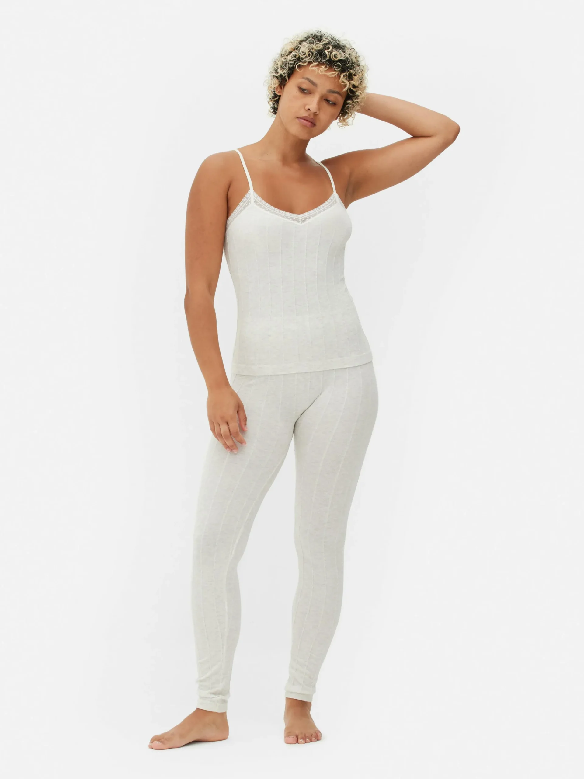 Schlafanzüge|Primark Schlafanzug Mit Trägertop Und Leggings Hellbeige