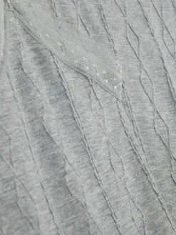 Schlafanzüge|Primark Schlafanzug Mit Trägertop Und Zopfmuster Hellgrau
