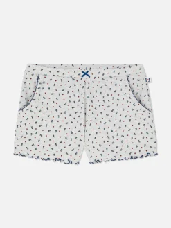 Schlafanzughosen|Primark Schlafanzugshorts Mit Gekräuseltem Saum Und Blumenmuster Grau