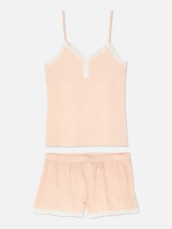 Schlafanzüge|Primark Schlafanzug-Trägertop Und Shorts Mit Spitzenbesatz Rosa