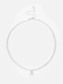 Schmuck|Primark Schlangen-Halskette Mit Strass-Initiale Weiß