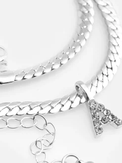Schmuck|Primark Schlangen-Halskette Mit Strass-Initiale Weiß