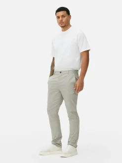 Hosen|Primark Schmale Stretch-Chinohose Hellgrau