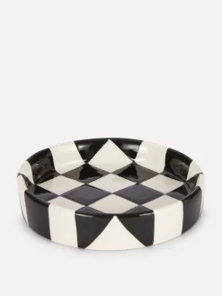 Ornamente|Primark Schmuckablage Mit Karomuster Schwarz/Weiß