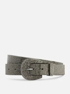 Gürtel|Primark Schnallengürtel Mit Strass Zinngrau