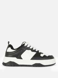 Sneakers|Primark Schnürsneaker Mit Kontrasteinsätzen Schwarz/Weiß