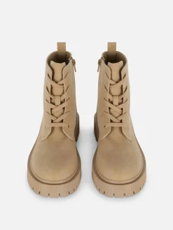Stiefel Und Gummistiefel|Primark Schnürstiefel In Wildleder-Optik Sandfarben