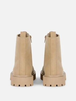 Stiefel Und Gummistiefel|Primark Schnürstiefel In Wildleder-Optik Sandfarben