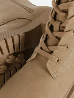 Stiefel Und Gummistiefel|Primark Schnürstiefel In Wildleder-Optik Sandfarben