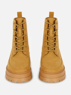 Stiefel|Primark Schnürstiefeletten Mit Gummisohle Beige