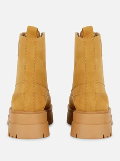 Stiefel|Primark Schnürstiefeletten Mit Gummisohle Beige