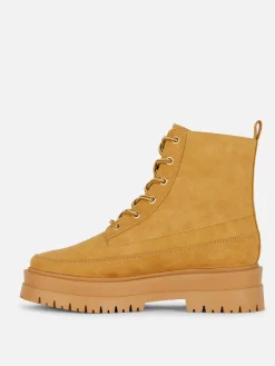 Stiefel|Primark Schnürstiefeletten Mit Gummisohle Beige