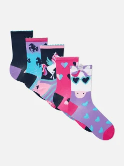 Socken Und Strumpfhosen|Primark Söckchen Mit Einhornmotiv, 5er-Pack Rosa