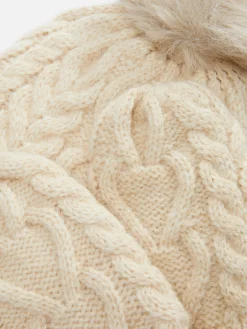 Mützen Und Handschuhe|Primark Set Aus Beanie Und Fäustlingen Mit Zopfmuster Hellbeige