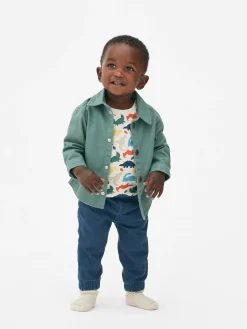 Sets Und Outfits|Primark Set Aus Dinosaurier-T-Shirt, Chinohose Und Hemdjacke Grün