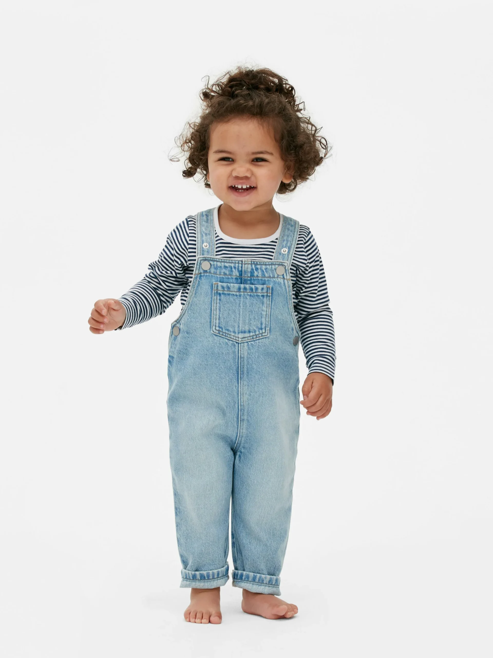Sets Und Outfits|Primark Set Aus Gestreiftem Langarm-T-Shirt Und Denim-Latzhose Mittelblau
