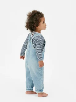 Sets Und Outfits|Primark Set Aus Gestreiftem Langarm-T-Shirt Und Denim-Latzhose Mittelblau