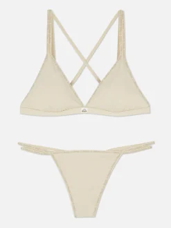 Dessous-Sets|Primark Set Aus Nahtlosem Bralette-BH Und Tanga Cremefarben