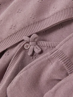 Sets Und Outfits|Primark Set Aus Strick-Cardigan, Leggings Und Kappe Auberginefarben