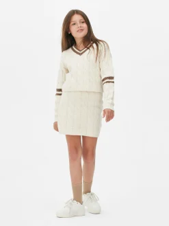 Sets Und Outfits|Primark Set Aus Strickpullover Und Rock Mit Zopfmuster Ecrufarben