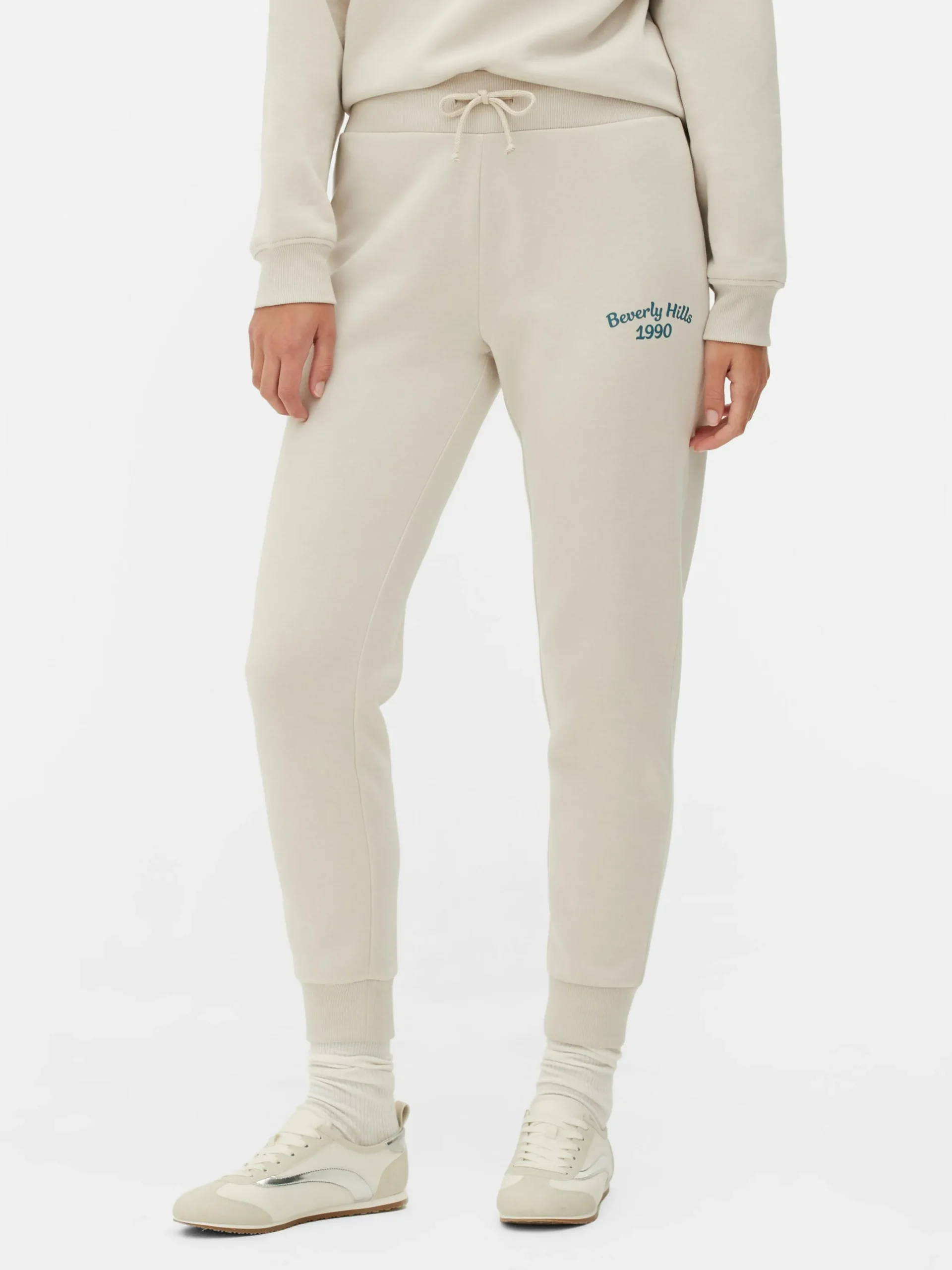 Jogginghosen|Primark Skinny-Fit-Jogginghose Mit Grafik Cremefarben