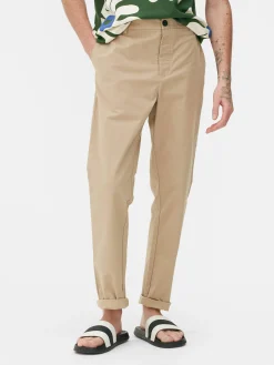 Hosen|Primark Slim Fit Stretch-Chinos Steinfarben
