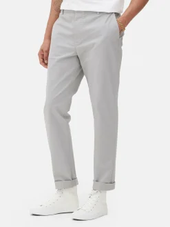 Hosen|Primark Slim-Fit-Chinohose Mit Stretchanteil Hellgrau