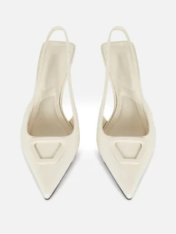 Gothic-Kleidung|Heels|Primark Slingback-Pumps Mit Kitten-Heel Ecrufarben