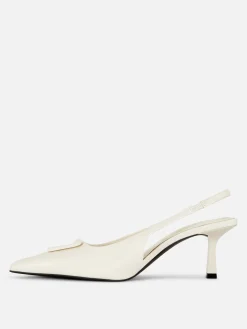 Gothic-Kleidung|Heels|Primark Slingback-Pumps Mit Kitten-Heel Ecrufarben