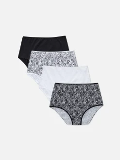 Slips|Primark Slips Mit Print, 4er-Pack Schwarz/Weiß