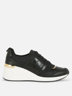 Sneakers|Primark Sneaker Mit Keilabsatz Zum Schnüren Schwarz