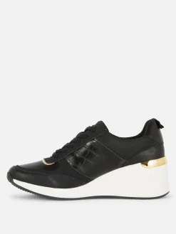 Sneakers|Primark Sneaker Mit Keilabsatz Zum Schnüren Schwarz