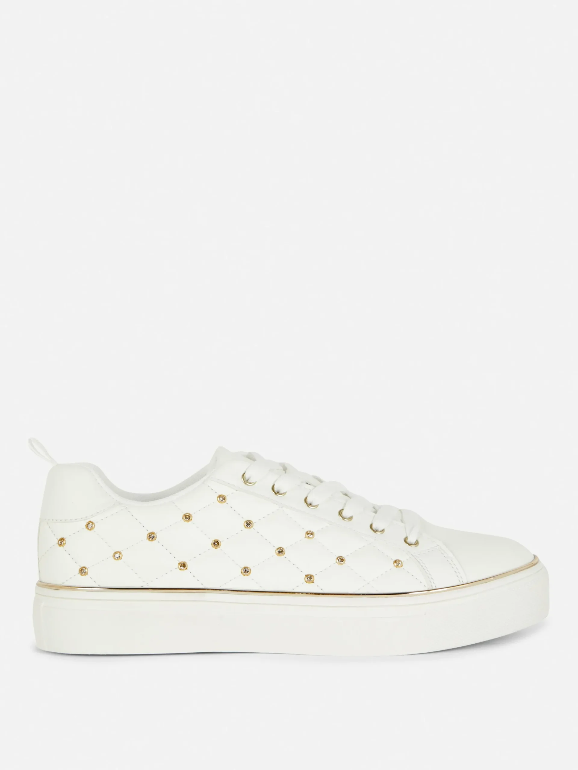 Sneakers|Primark Sneaker Mit Strassnieten Und Dicker Sohle Weiß