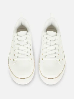 Sneakers|Primark Sneaker Mit Strassnieten Und Dicker Sohle Weiß