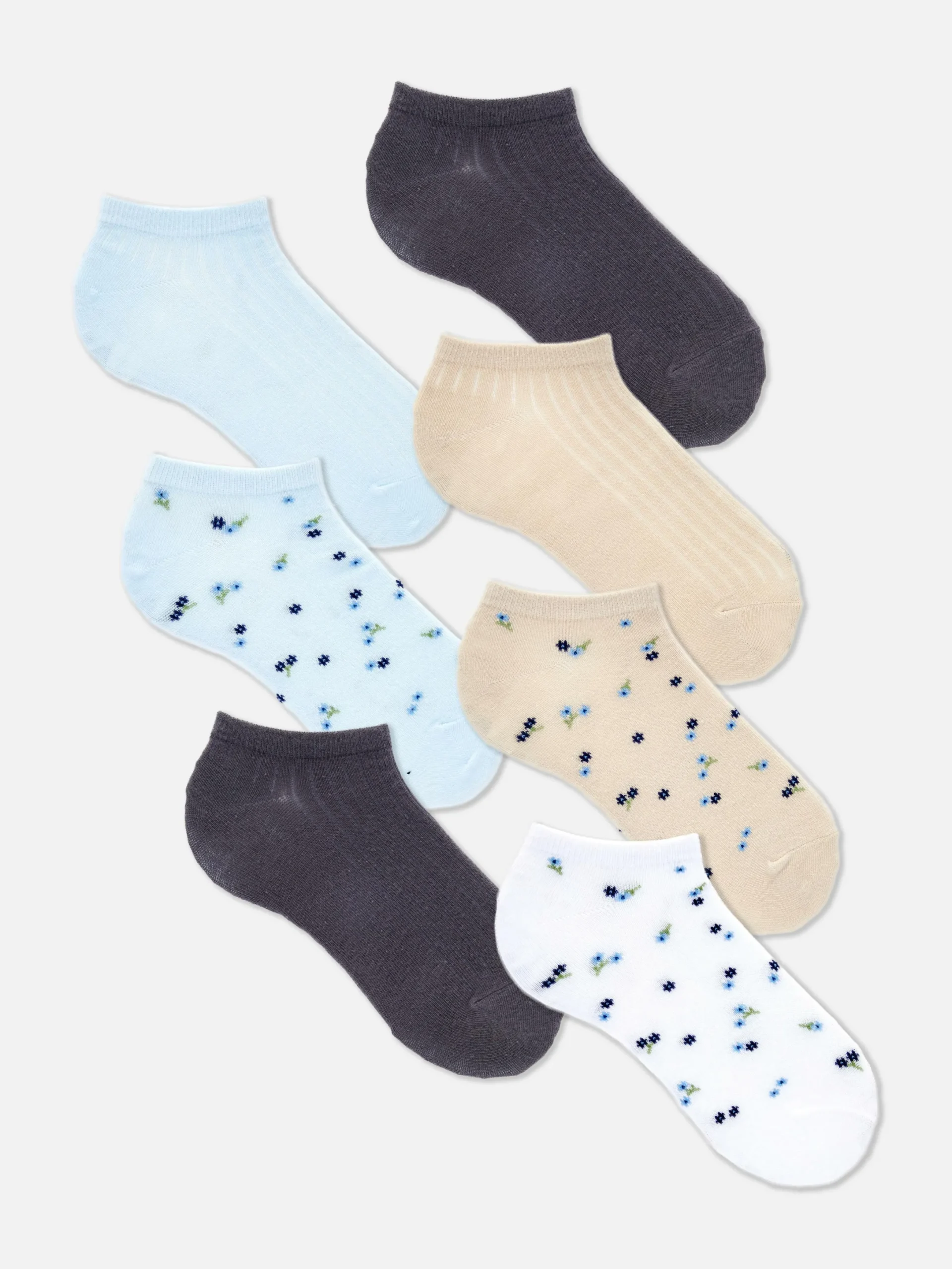 Socken|Primark Sneakersocken Mit Blumenmuster, 7er-Pack Blau