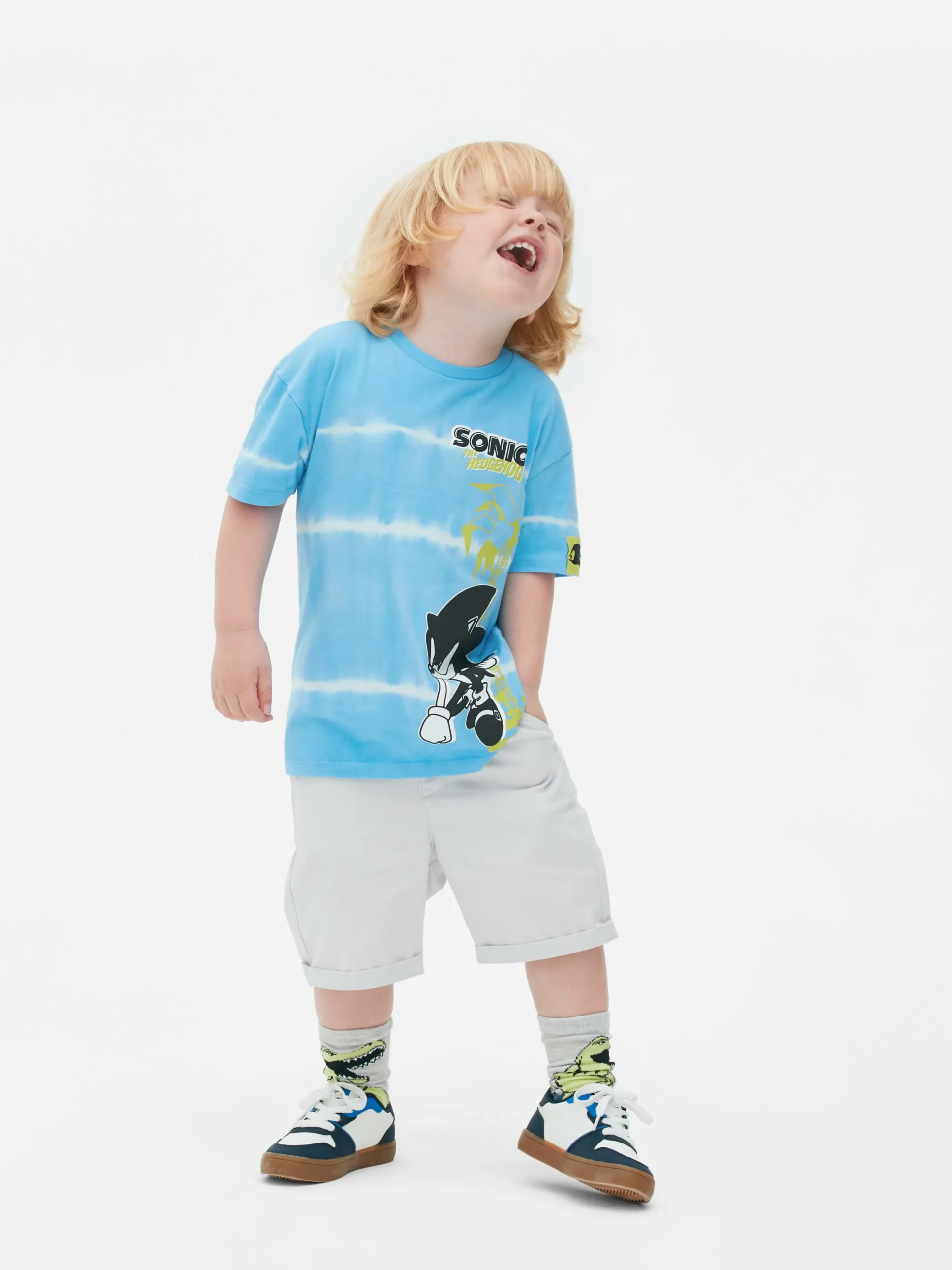 Tops Und T-Shirts|Primark „Sonic The Hedgehog“ T-Shirt In Batikoptik Blau
