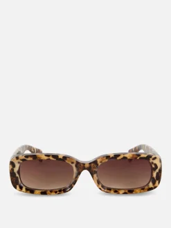 Sonnenbrillen|Primark Sonnenbrille Mit Rechteckigem Rahmen In Leopardenoptik Dunkelbraun