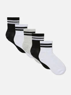 Socken|Primark Sportliche Crew-Söckchen Mit Streifen, 5er-Pack Schwarz
