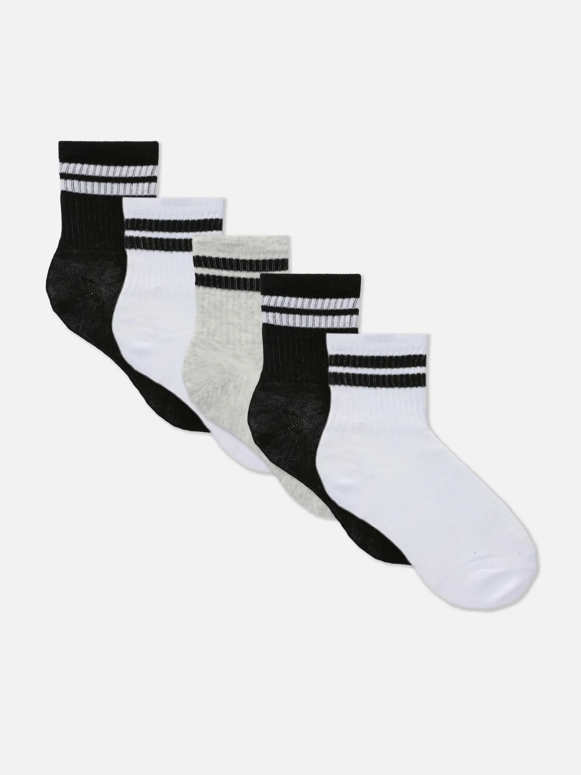 Socken|Primark Sportliche Crew-Söckchen Mit Streifen, 5er-Pack Schwarz