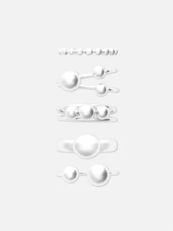 Schmuck|Primark Stapelbare Kugelringe, 5er-Pack Weiß