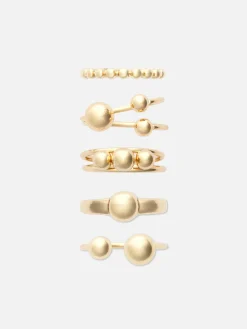 Schmuck|Primark Stapelbare Kugelringe, 5er-Pack Gelb