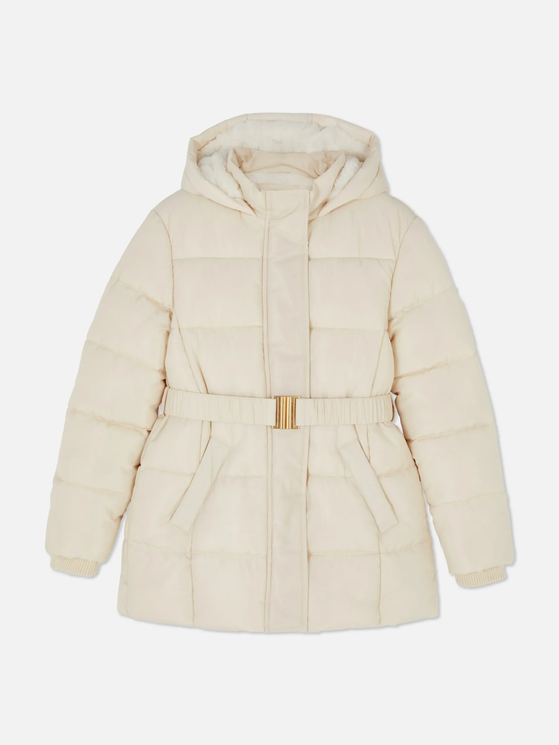 Jacken Und Mäntel|Primark Steppjacke Mit Gürtel Elfenbeinfarben