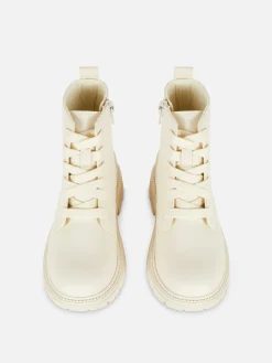 Stiefel Und Gummistiefel|Primark Stiefel Mit Dicker Sohle Und Seitenreißverschluss Cremefarben