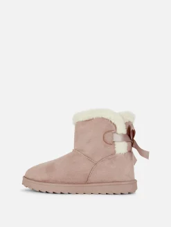 Stiefel Und Gummistiefel|Primark Stiefel Mit Plüschfutter Und Schleife Hinten Rosa