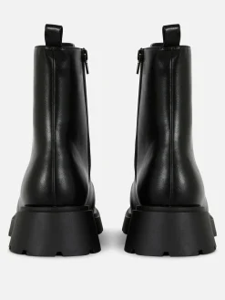 Stiefel|Primark Stiefeletten Mit Apron Toe Und Schnürung Schwarz