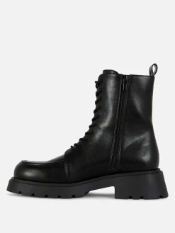Stiefel|Primark Stiefeletten Mit Apron Toe Und Schnürung Schwarz