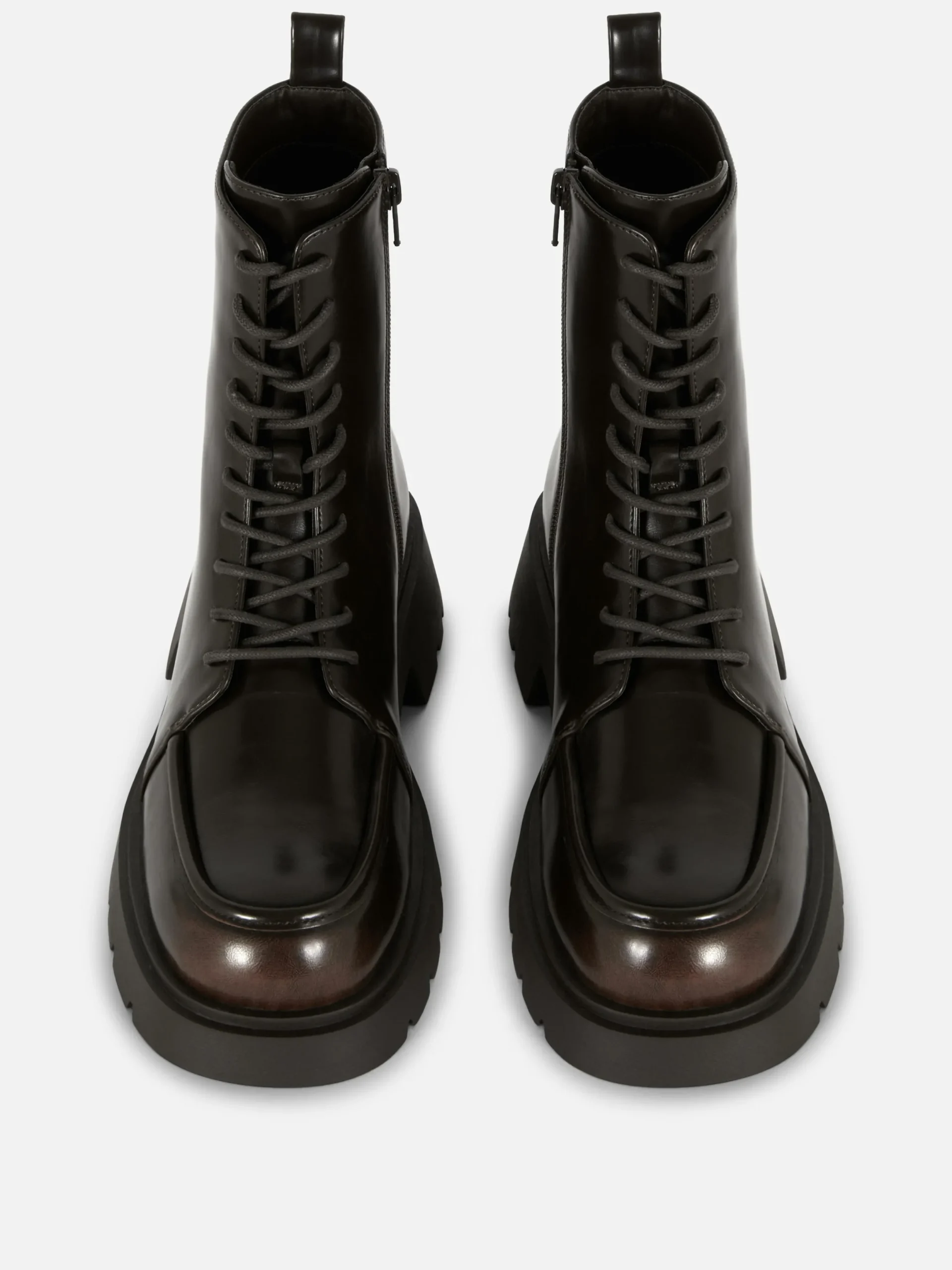 Stiefel|Primark Stiefeletten Mit Apron Toe Und Schnürung Schokoladenbraun